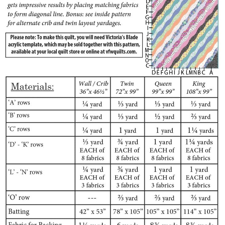 VICTORIA FINDLAY - SMOOTH TURNS PATTERN AND BLADE ACRYLIC TEMPLATE - Artistic Quilts with Color