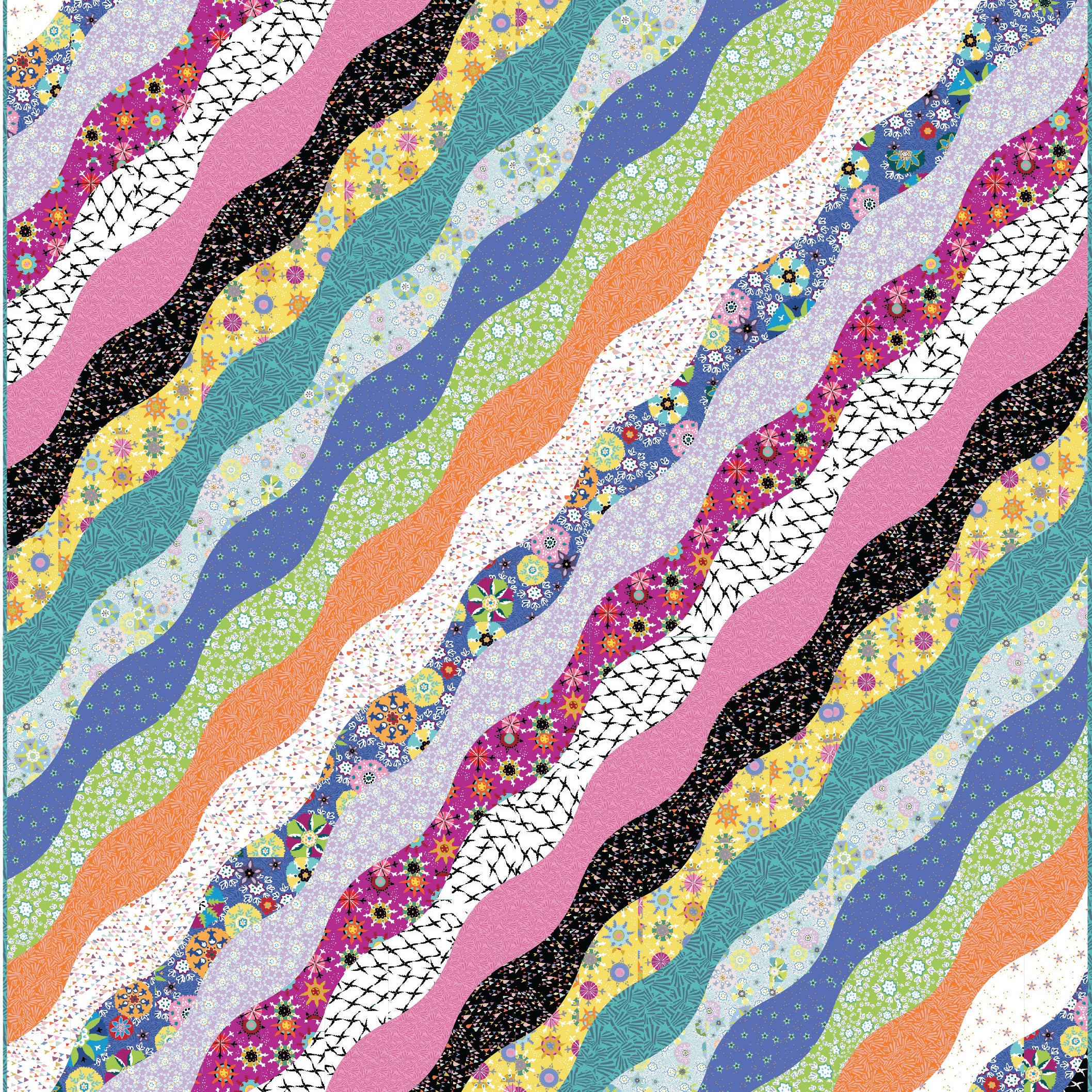 VICTORIA FINDLAY - SMOOTH TURNS PATTERN AND BLADE ACRYLIC TEMPLATE - Artistic Quilts with Color