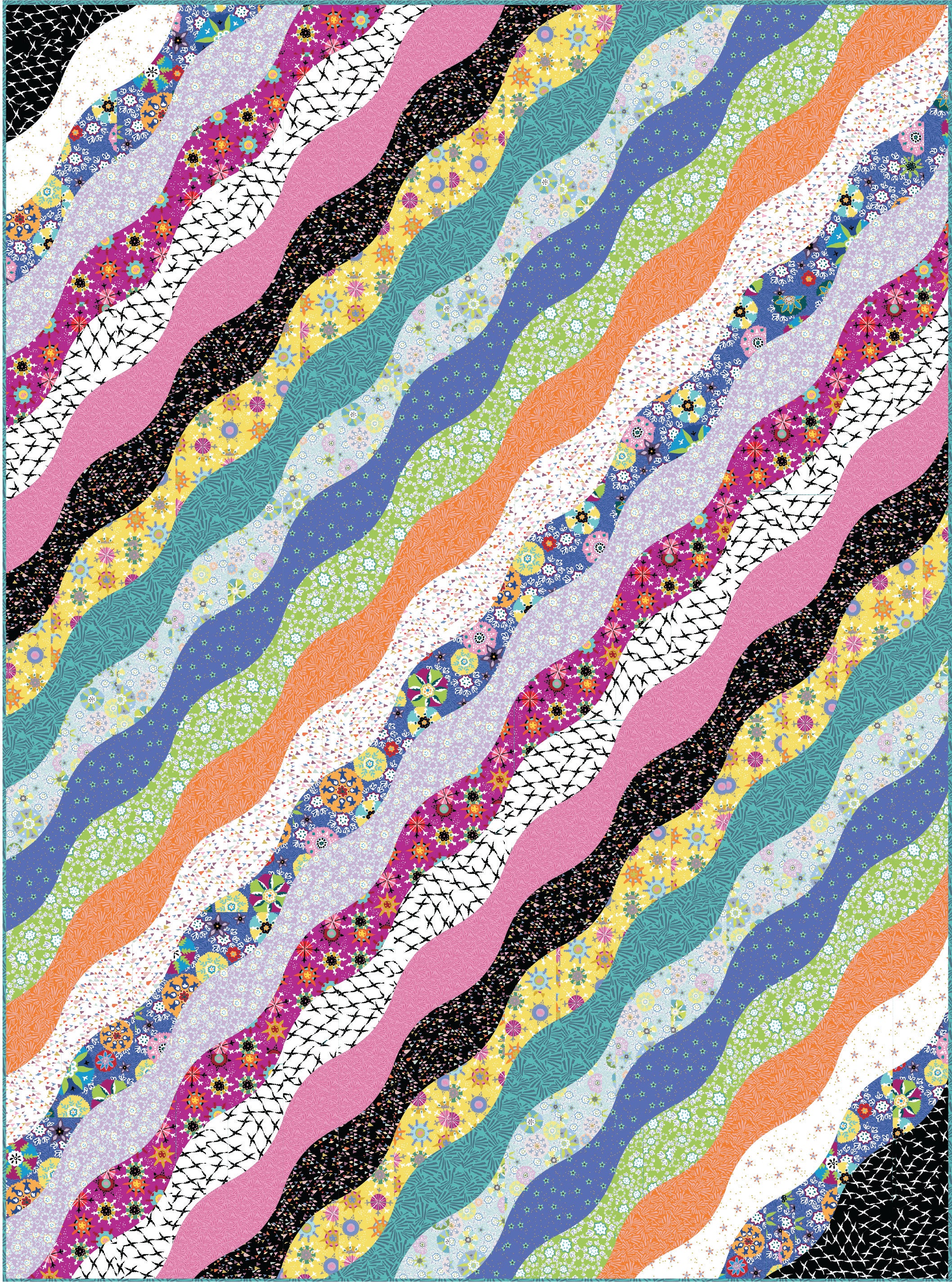 VICTORIA FINDLAY - SMOOTH TURNS PATTERN AND BLADE ACRYLIC TEMPLATE - Artistic Quilts with Color