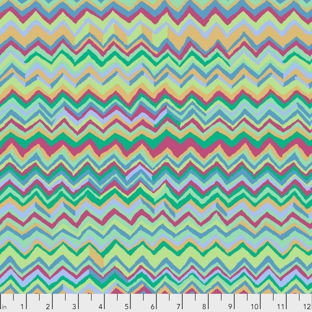 Artistic Quilts with Color Fabric Brandon Mably for the Kaffe Fassett Collective Zig Zag - Aqua SKU# PWBM043.AQUAX SHIPPING JUNE 2021