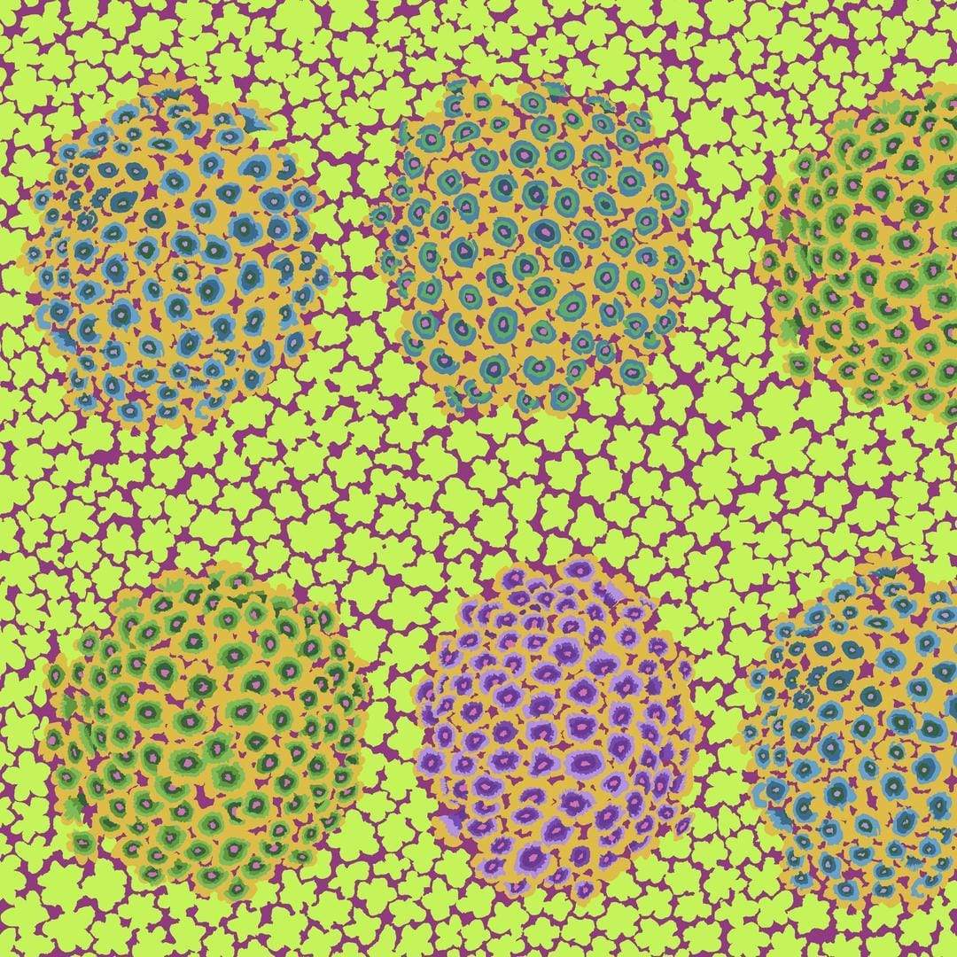 Artistic Quilts with Color Fabric Kaffe Fassett February 2021 Hydrangea - Green SKU# PWGP180.GREEN