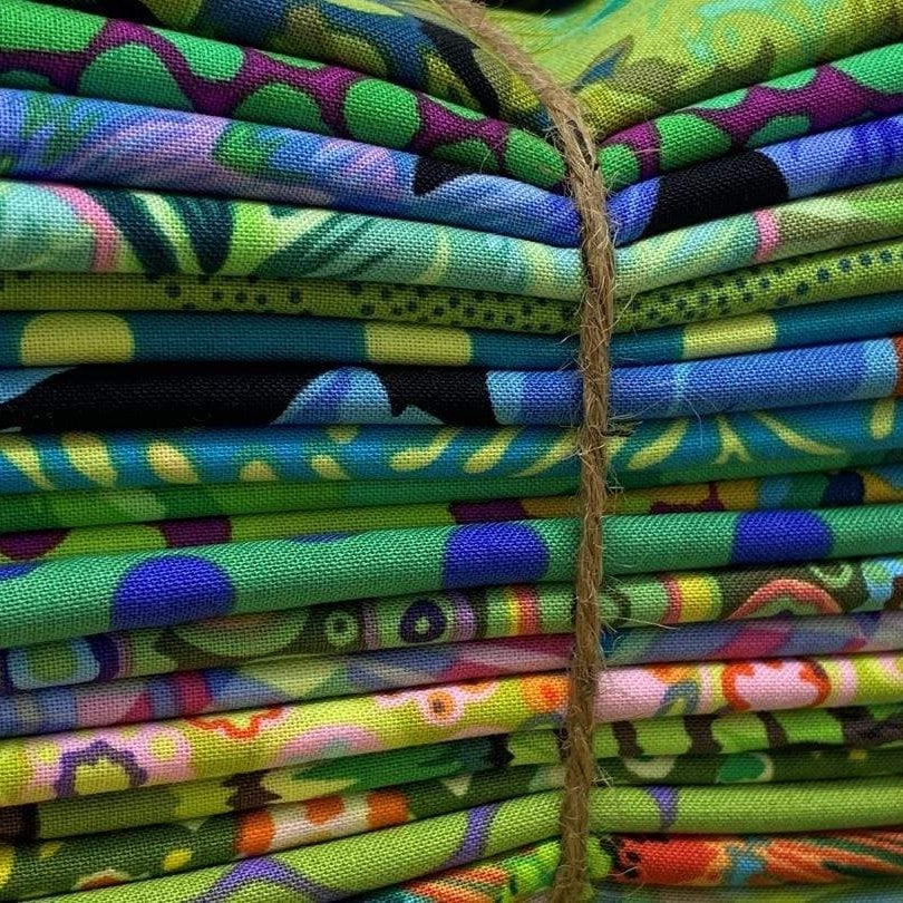 Artistic Quilts with Color Fabric Kaffe Fassett - Green Colorway - IH Fat Quarter Bundle