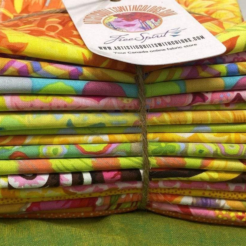 Artistic Quilts with Color Fabric Kaffe Fassett - Yellow Colorway - IH Fat Quarter Bundle