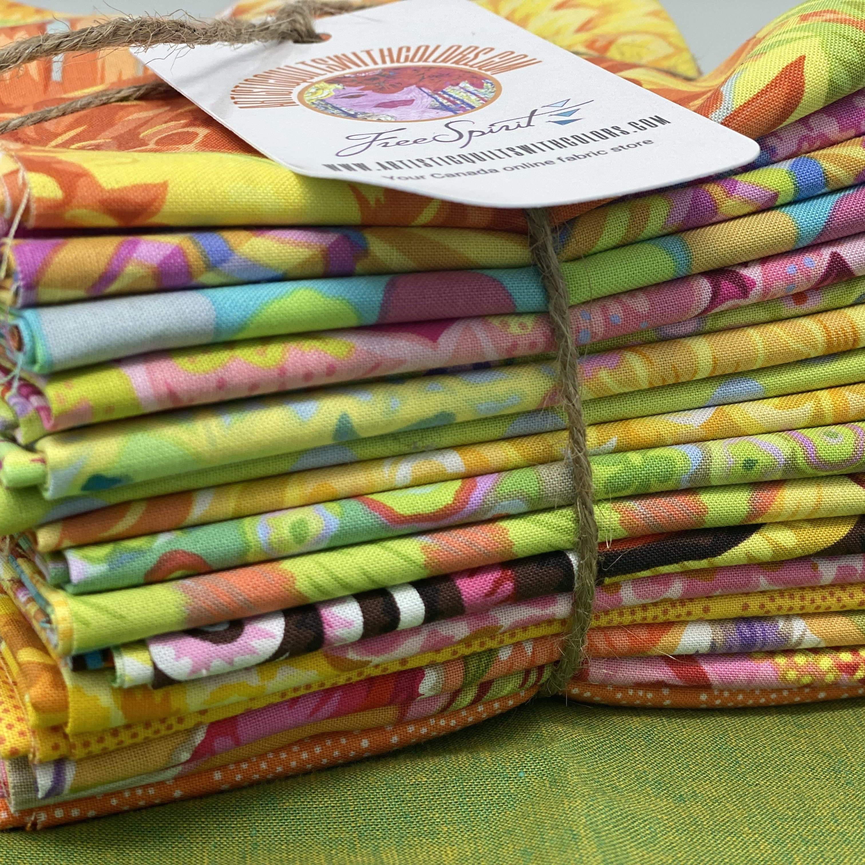 Artistic Quilts with Color Fabric Kaffe Fassett - Yellow Colorway - IH Fat Quarter Bundle