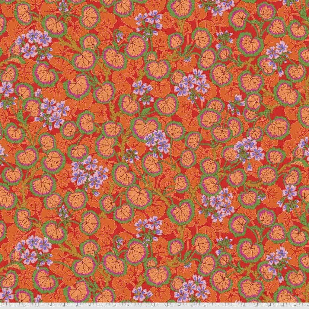 Artistic Quilts with Color Fabric Philip Jacobs for the Kaffe Fassett Collective AUGUST 2021 Climbing Geraniums - RED SKU# PWPJ110.RED SHIPPING SEPTEMBER 2021