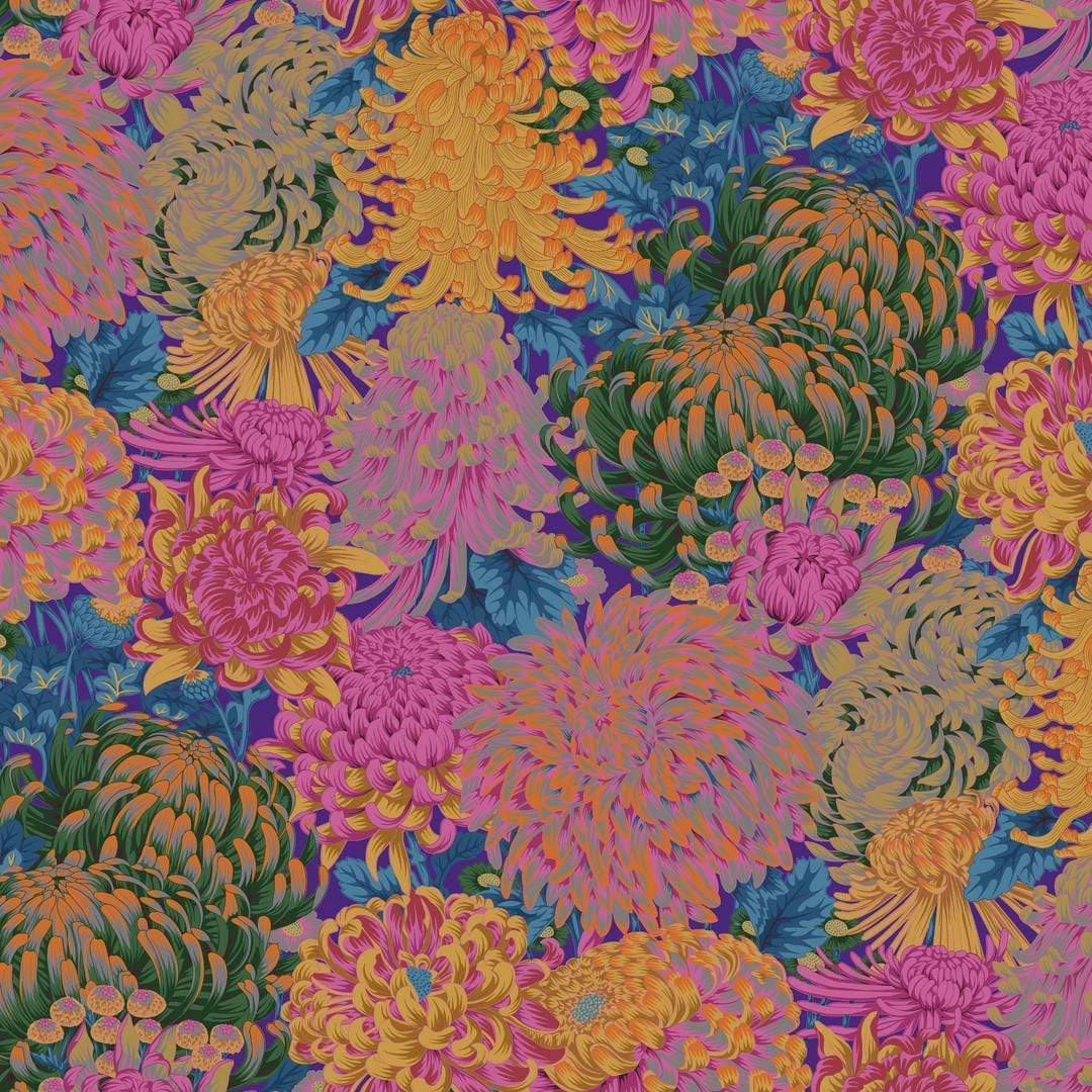 Artistic Quilts with Color Fabric Philip Jacobs for the Kaffe Fassett Collective AUGUST 2021 Hokusai's Mums - HOT SKU# PWPJ107.HOT SHIPPING SEPTEMBER 2021