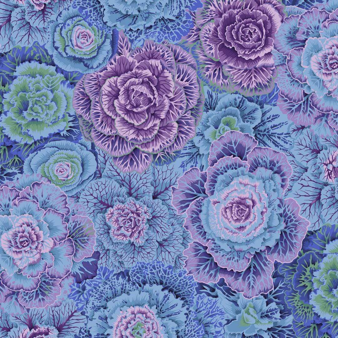 Artistic Quilts with Color Fabric Philip Jacobs for the Kaffe Fassett Collective Brassica - Blue SKU# PWPJ051.BLUEX