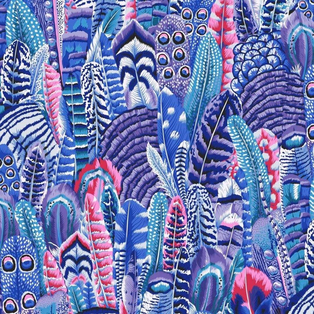 Artistic Quilts with Color Fabric Philip Jacobs for the Kaffe Fassett Collective Feather - Cool SKU# PWPJ055.COOL SHIPPING JUNE 2021