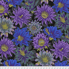 Artistic Quilts with Color Fabric Philip Jacobs for the Kaffe Fassett Collective February 2021 - Cactus Flower - BLACK SKU# PWPJ096.BLACK