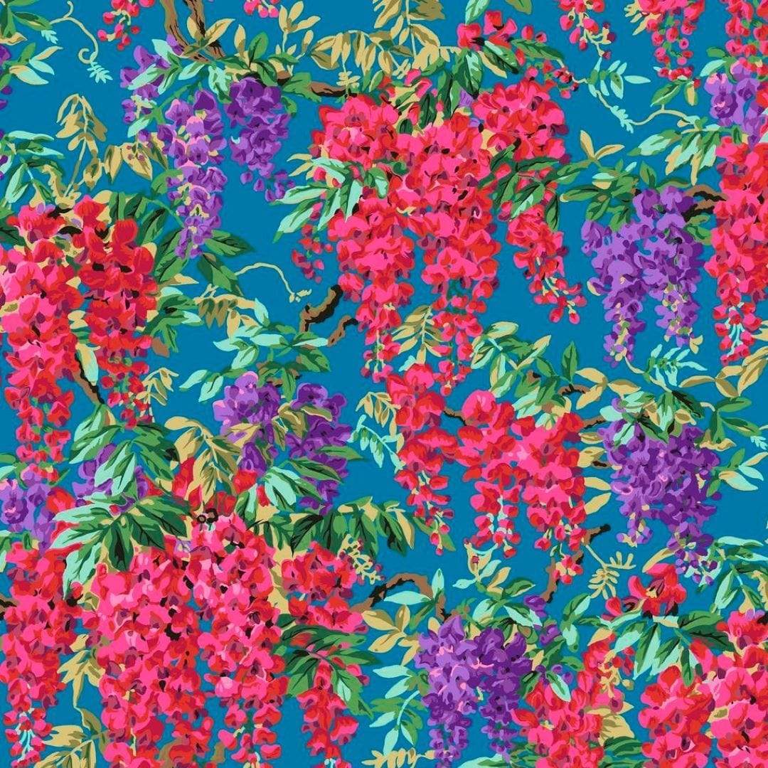 Artistic Quilts with Color Fabric Philip Jacobs for the Kaffe Fassett Collective Wisteria - Teal SKU# PWPJ102.TEAL