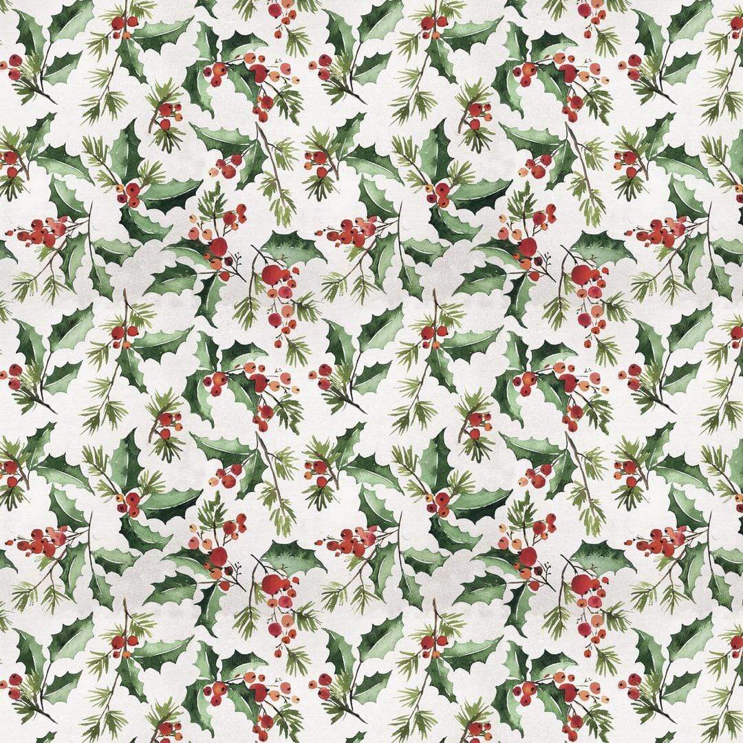 Artistic Quilts with Color Fabric Tim Holtz  Eclectic Elements Christmastime - JOLLY HOLLY SKU# PWTH166.WHITE SHIPPING JUNE 2021