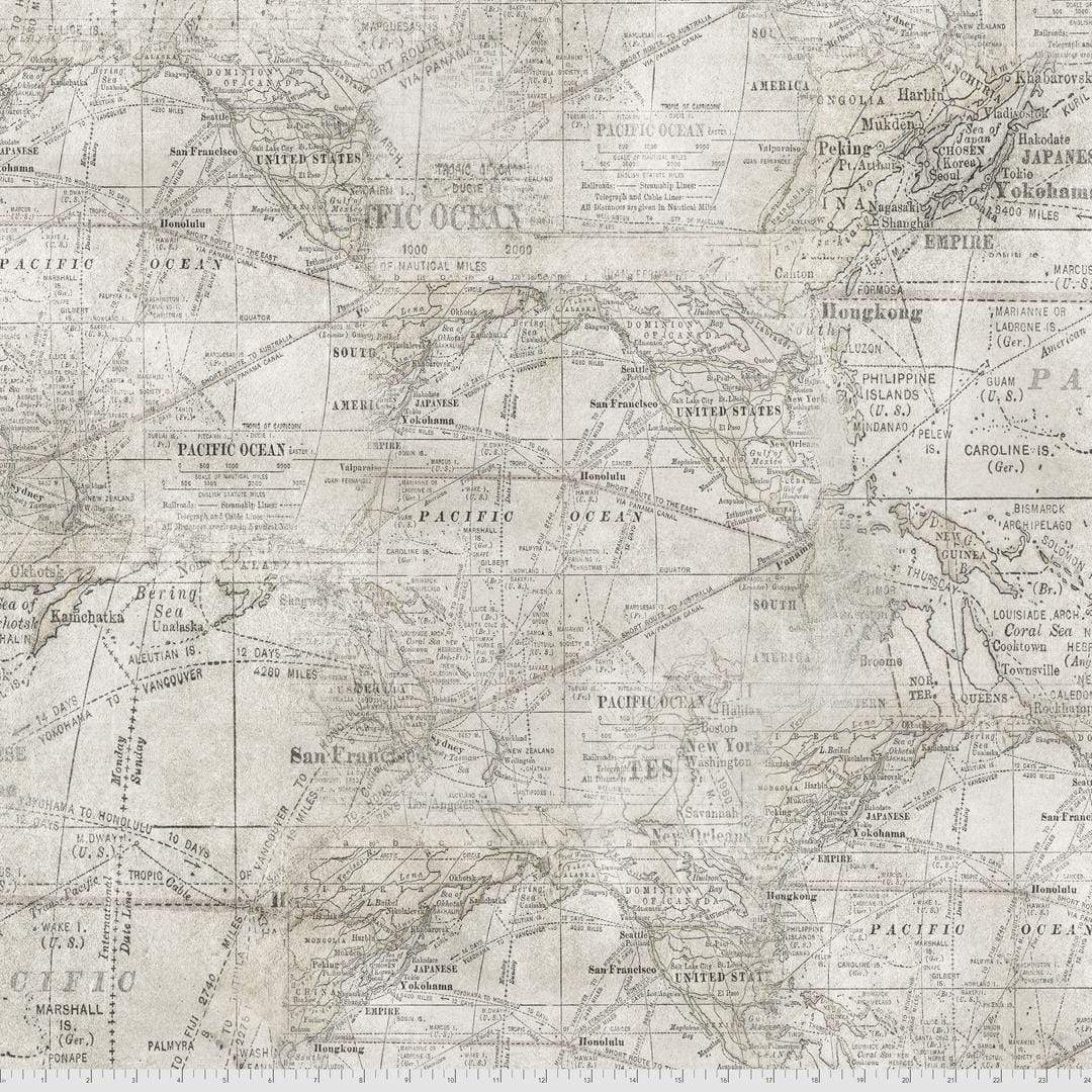 Artistic Quilts with Color Fabric Tim Holtz Eclectic Elements MONOCHROME Expedition - Parchment SKU# PWTH016.PARCHMENT SHIPPING AUGUST 2021