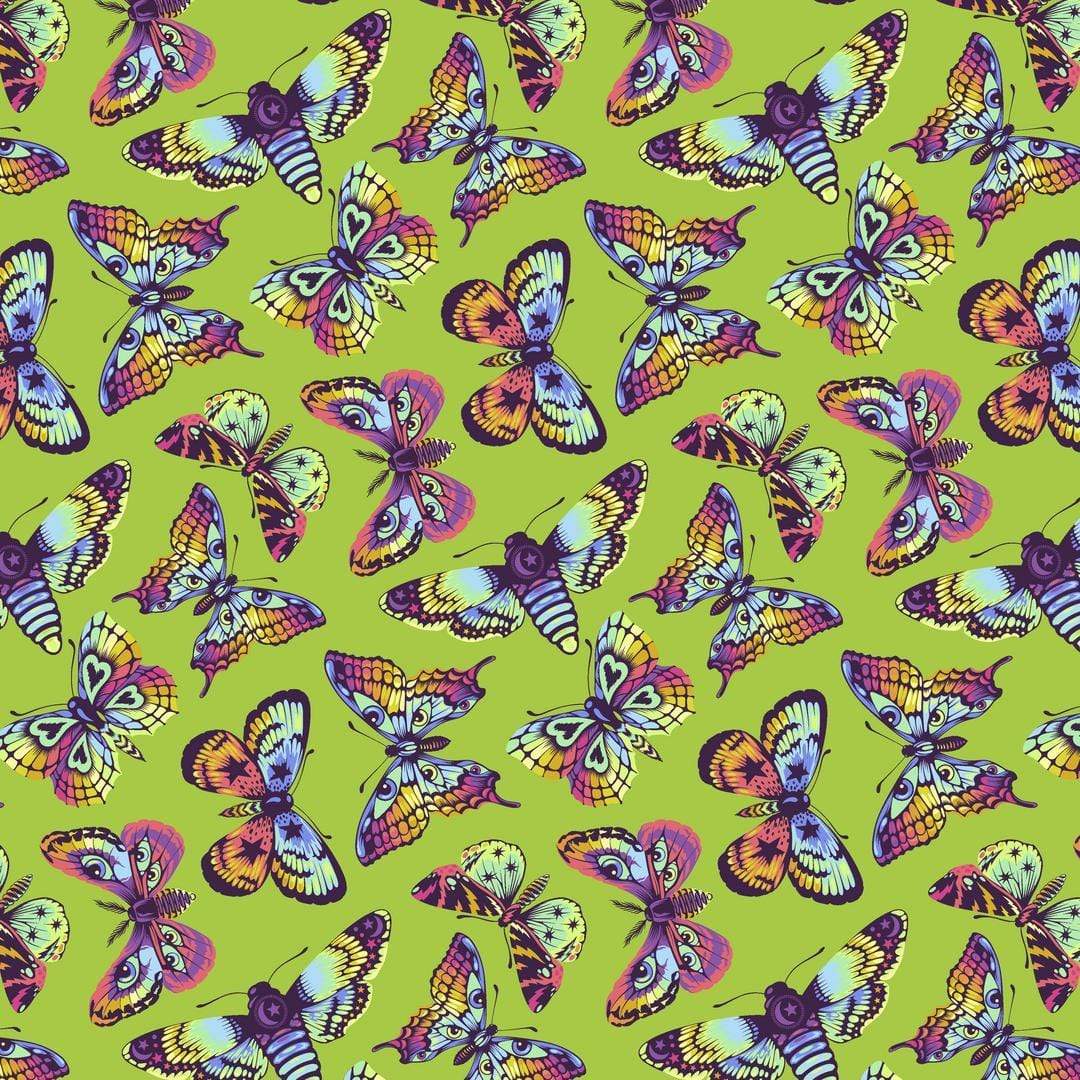 Artistic Quilts with Color Fabric Tula Pink - DAYDREAMER - BUTTERFLY KISSES - SKU #PWTP172.AVOCADO SHIPPING NOVEMBER 2021