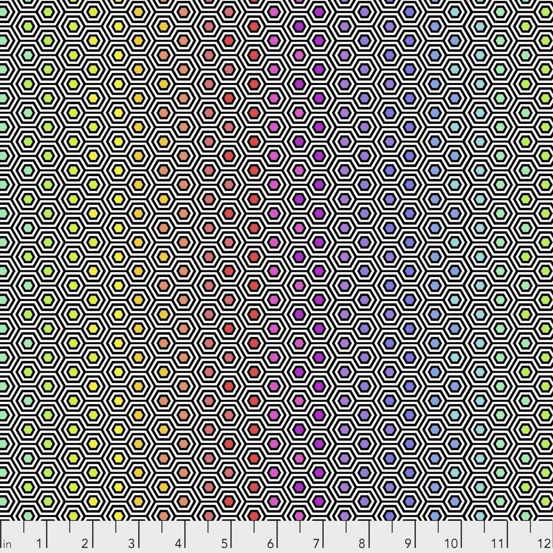 Artistic Quilts with Color Fabric Tula Pink  LINEWORKS - HEXY RAINBOW - SKU #PWTP151.INK