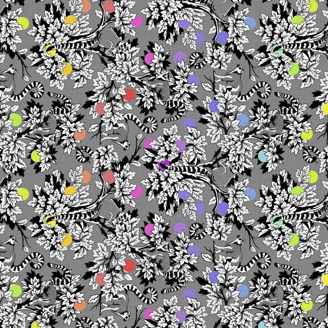 Artistic Quilts with Color Fabric Tula Pink LINEWORKS - LEMUR ME ALONE - SKU #PWTP154.INK