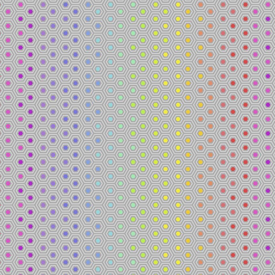 Artistic Quilts with Color Fabric Tula Pink True Colors - Hexy Rainbow - DOVE SKU #PWTP151.DOVE
