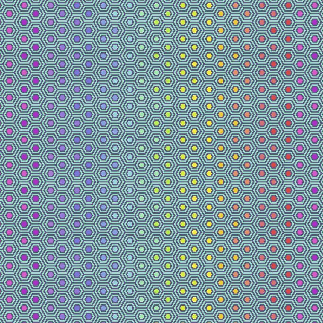 TULA PINK - TRUE COLORS - HEXY RAINBOW, PEACOCK