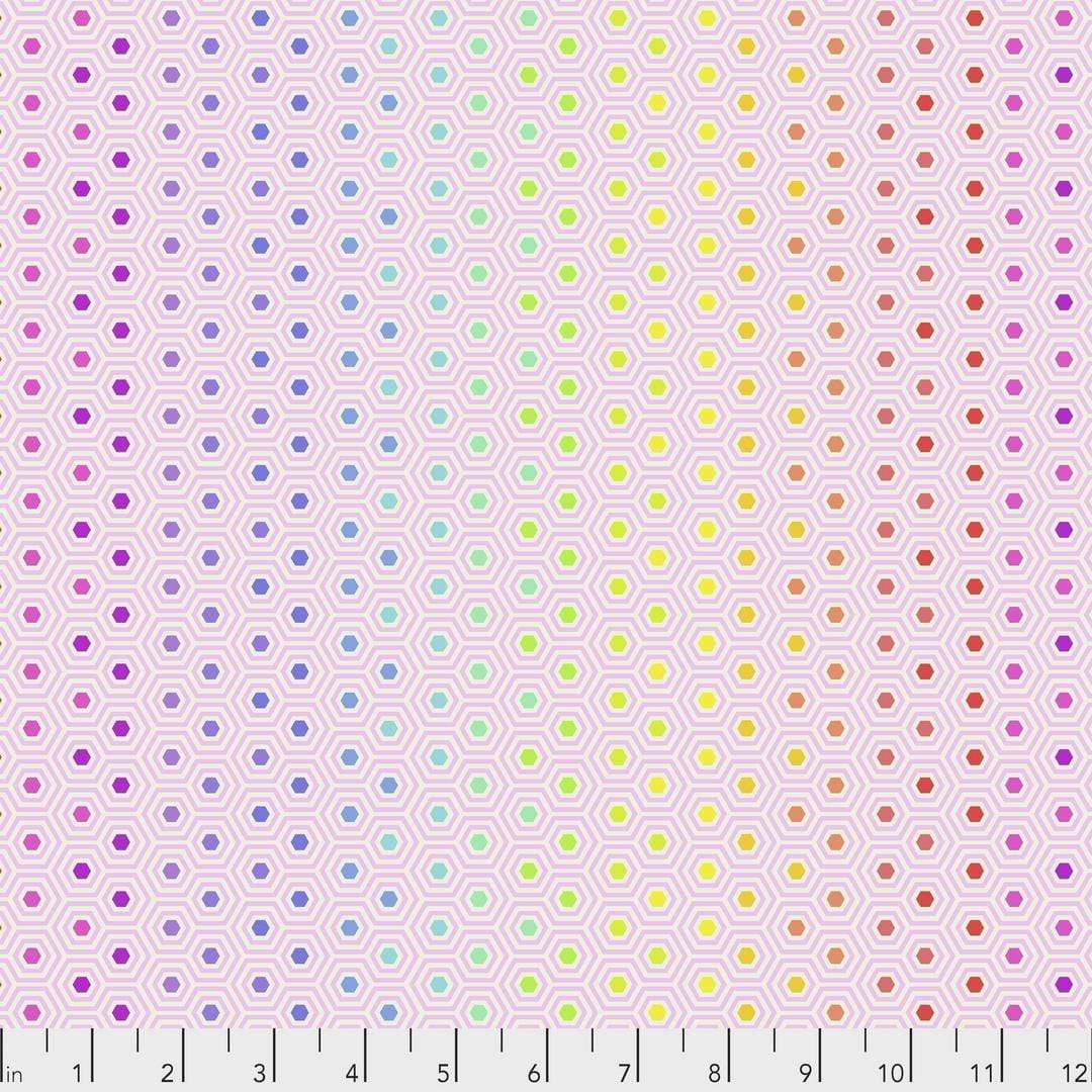 Artistic Quilts with Color Fabric Tula Pink True Colors - Hexy Rainbow - SHELL SKU #PWTP151.SHELL