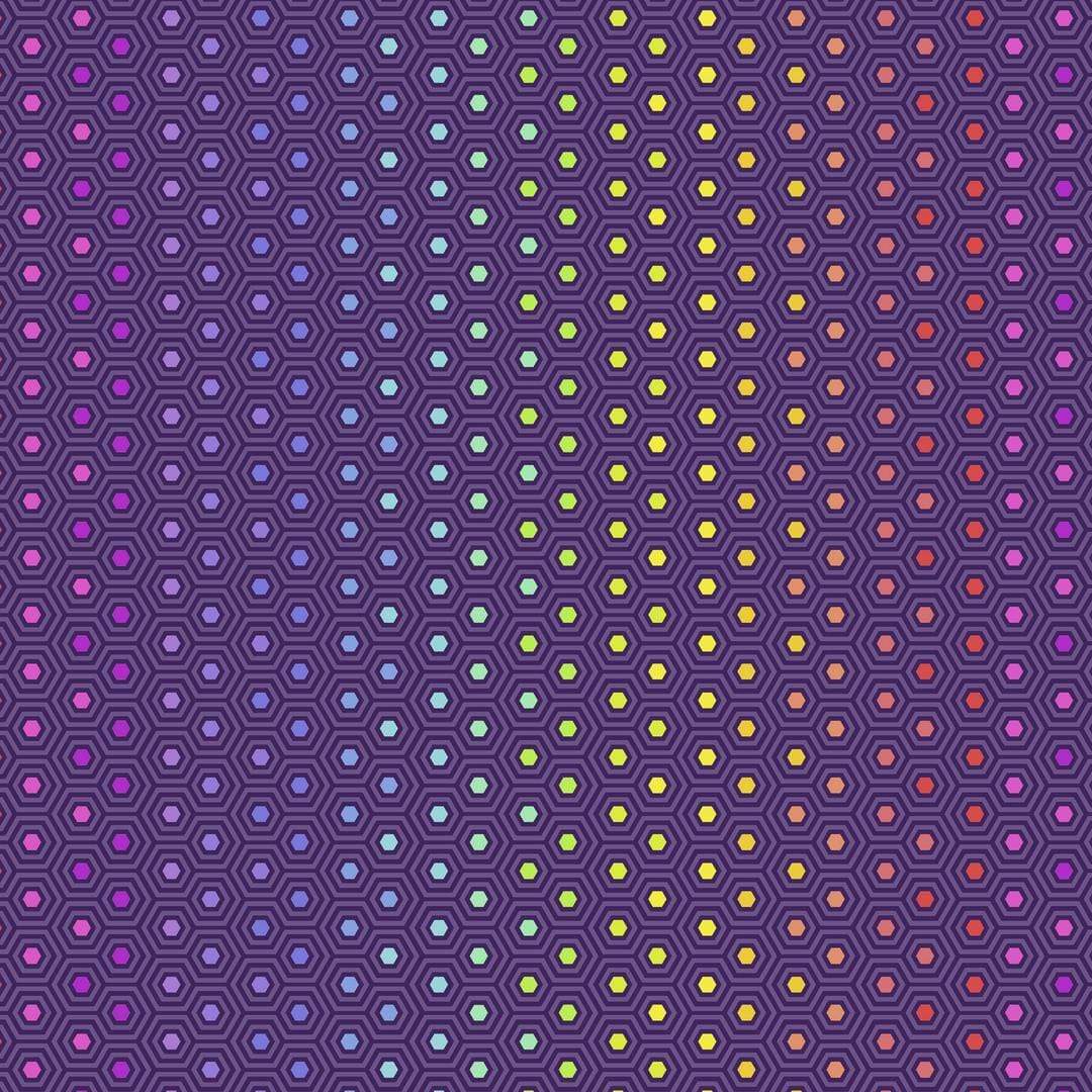 Artistic Quilts with Color Fabric Tula Pink True Colors - Hexy Rainbow - STARLING SKU #PWTP151.STARLING