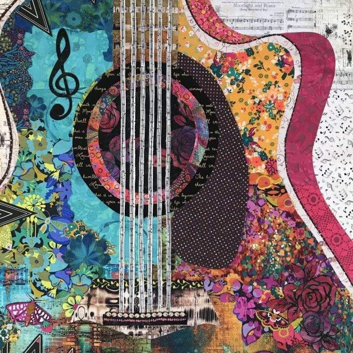 Artistic Quilts with Color Guitar Collage Pattern by Laura Heine: SHIPPING IN JUNE