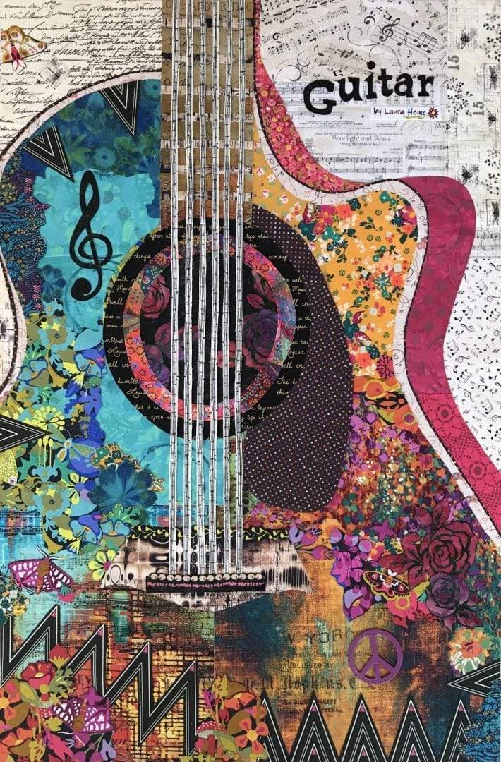 Artistic Quilts with Color Guitar Collage Pattern by Laura Heine: SHIPPING IN JUNE