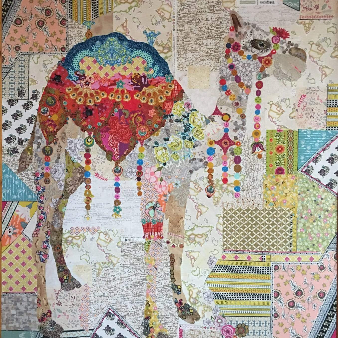 Caleb Camel Collage by Laura Heine for Fiberworks - Artistic Quilts with Color