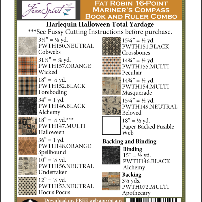 Artistic Quilts with Color Quilt Kit ROBIN RUTH - TIM HOLTZ - HARLEQUIN HALLOWEEN QUILT KIT
