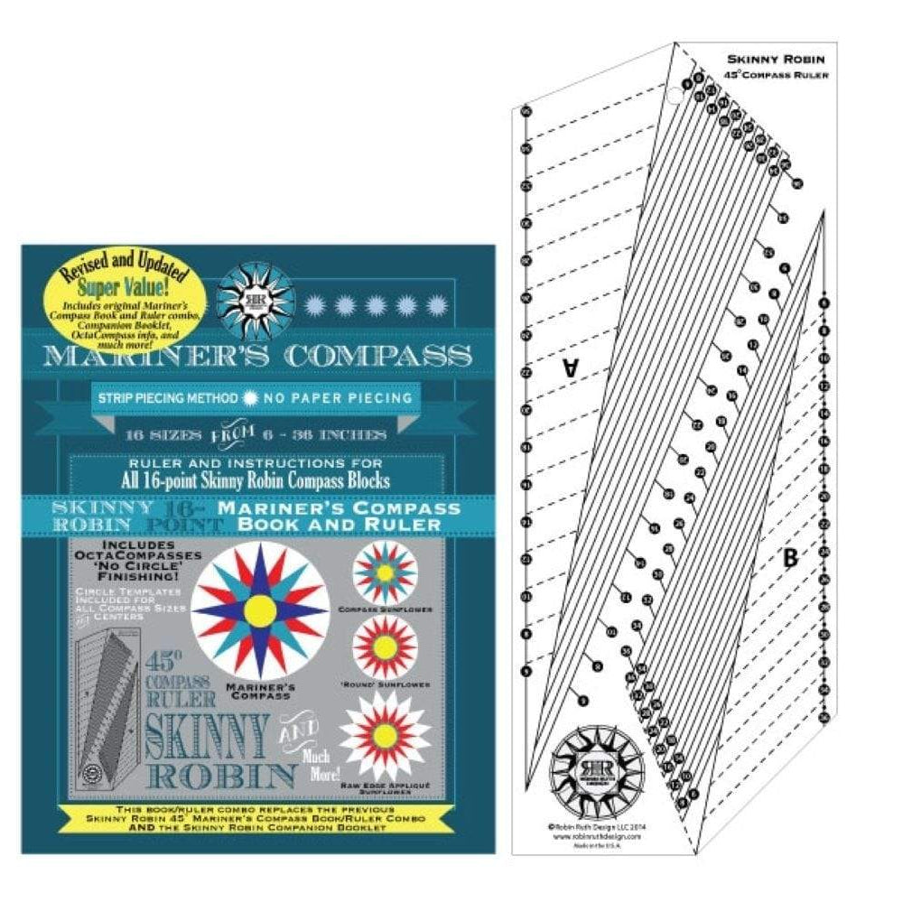 Artistic Quilts with Color SKINNY ROBIN 16-POINT MARINER'S COMPASS BOOK AND RULER COMBO
