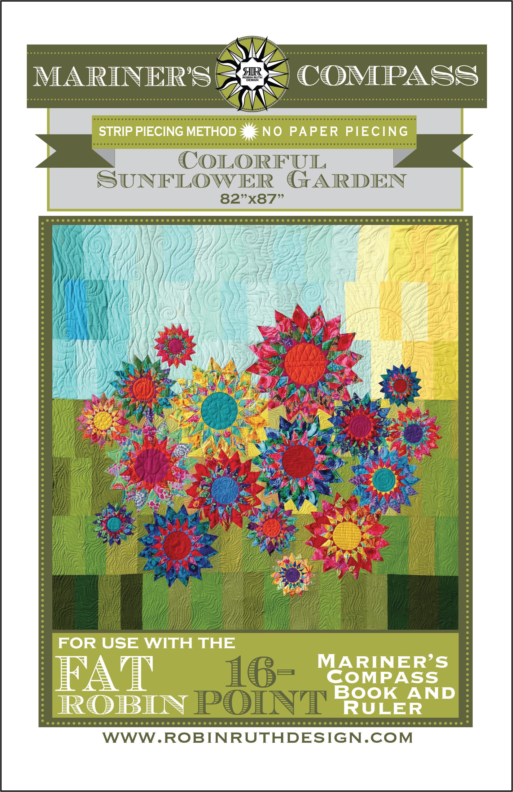 Artistic Quilts with Color template ROBIN RUTH - COLORFUL SUNFLOWER GARDEN PATTERN