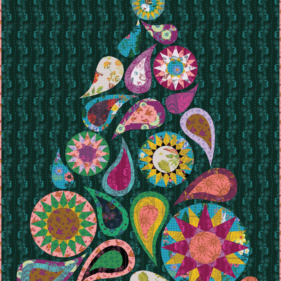 Artistic Quilts with Color template ROBIN RUTH - MIDNIGHT FLOWER DANCE PATTERN