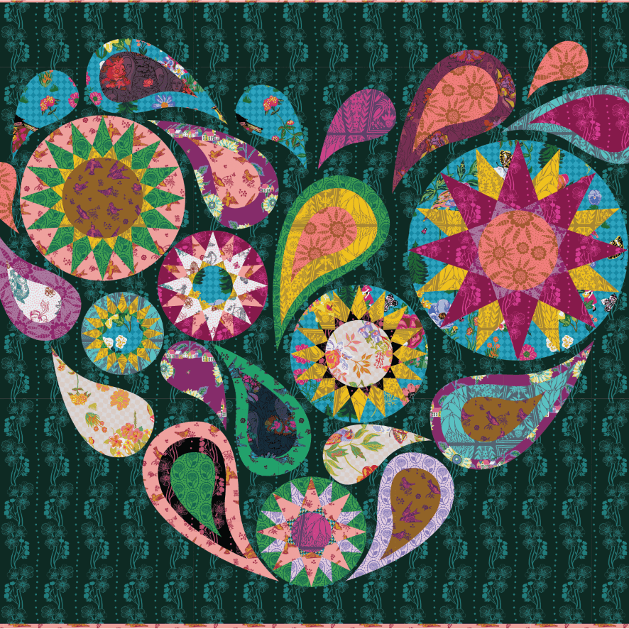 Artistic Quilts with Color template ROBIN RUTH - MIDNIGHT FLOWER DANCE PATTERN