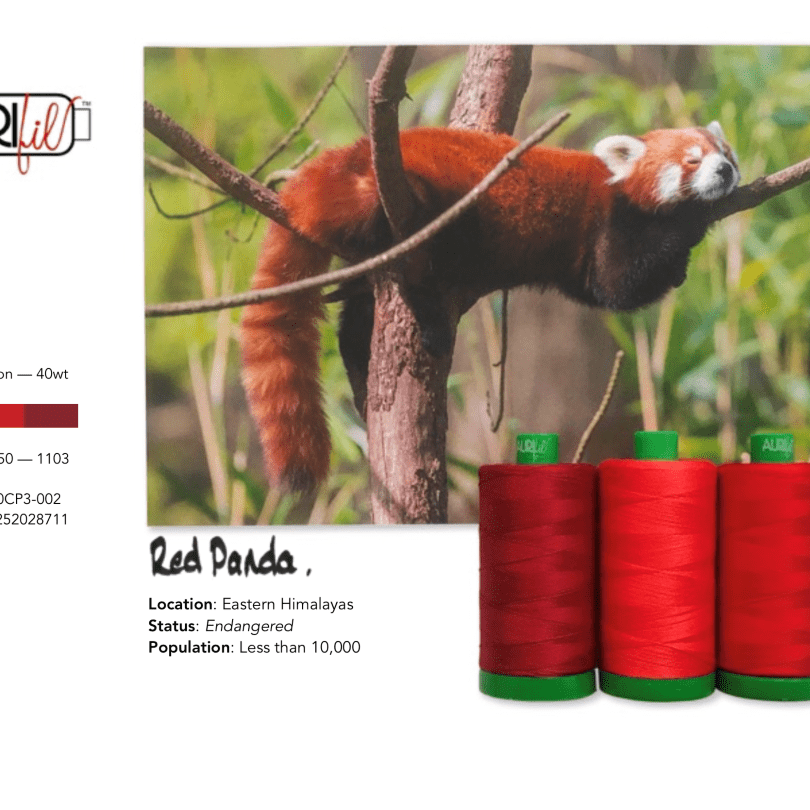 Artistic Quilts with Color Thread Aurifil Thread Color Builder 2021: February Red Panda