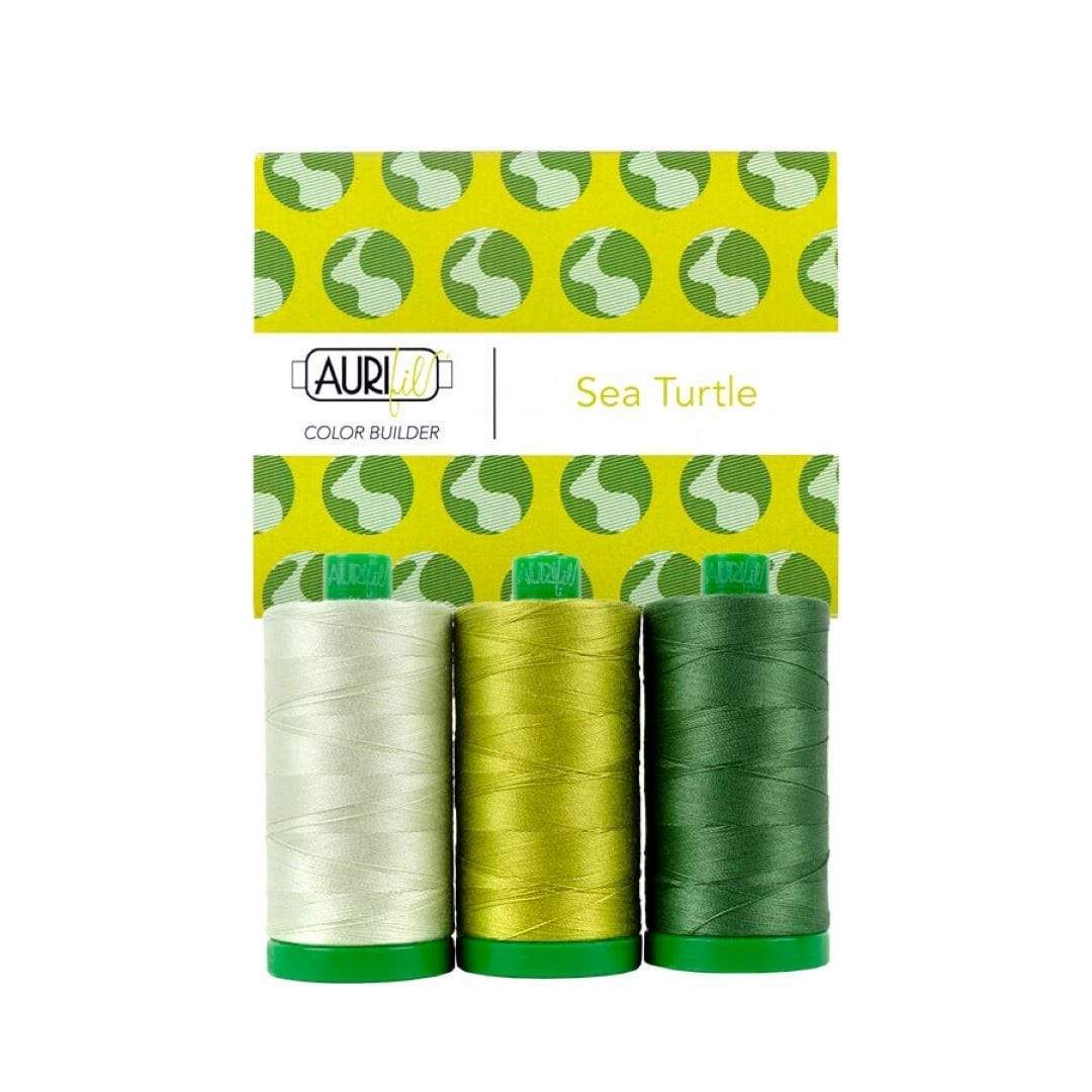 Artistic Quilts with Color Thread Aurifil Thread Color Builder 2021: March Sea Turtle