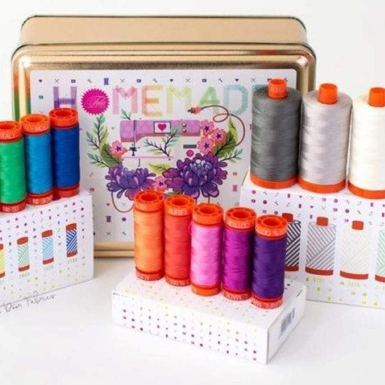 Artistic Quilts with Color Thread Aurifil Tula Pink Homemade Box Aurifil Thread