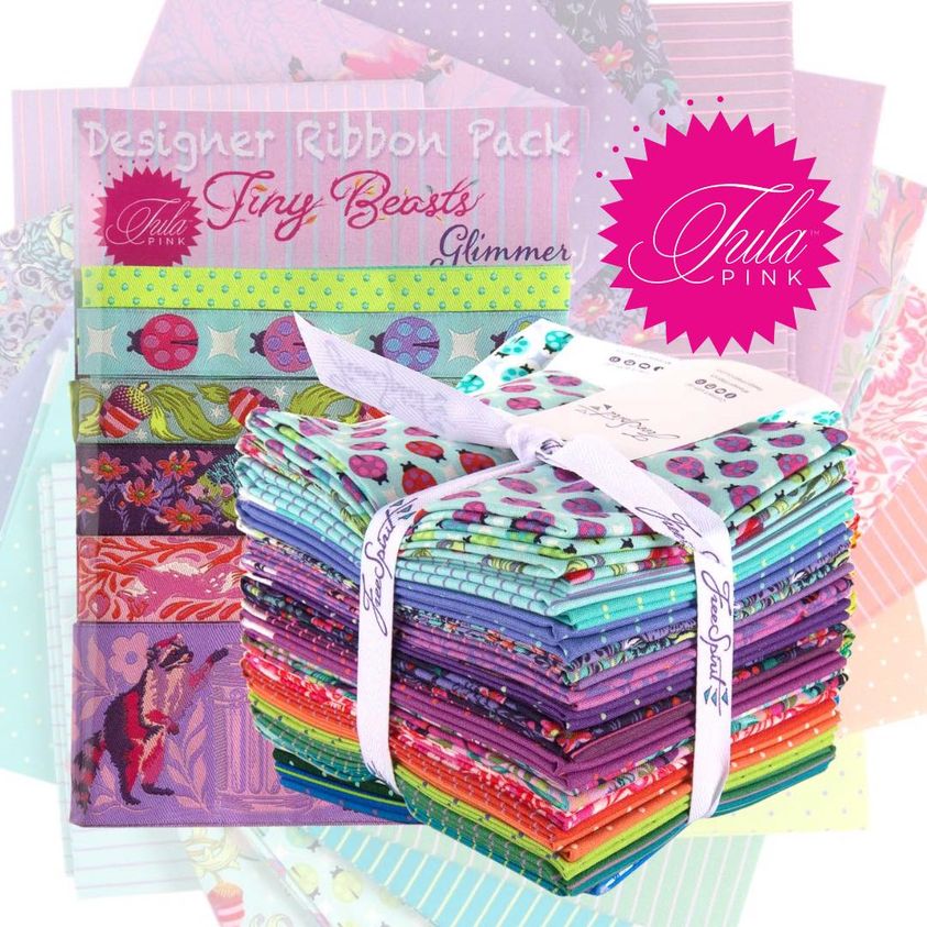 RENAISSANCE RIBBONS - TULA PINK - Tiny Beasts Glimmer Designer Pack