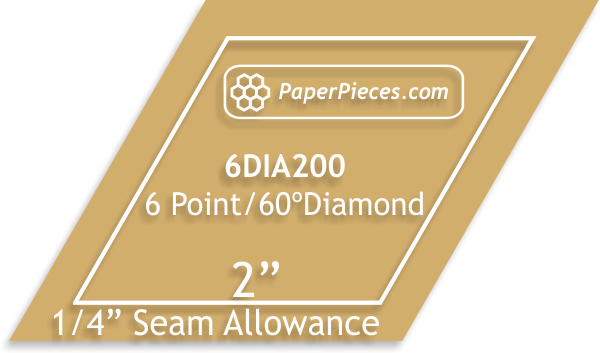 Acrylic Template - 6 Point - 60 Degree Diamond 2,  1/4" Seam