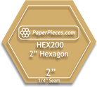 Acrylic Template- Hexagon 2",  1/4" Seam