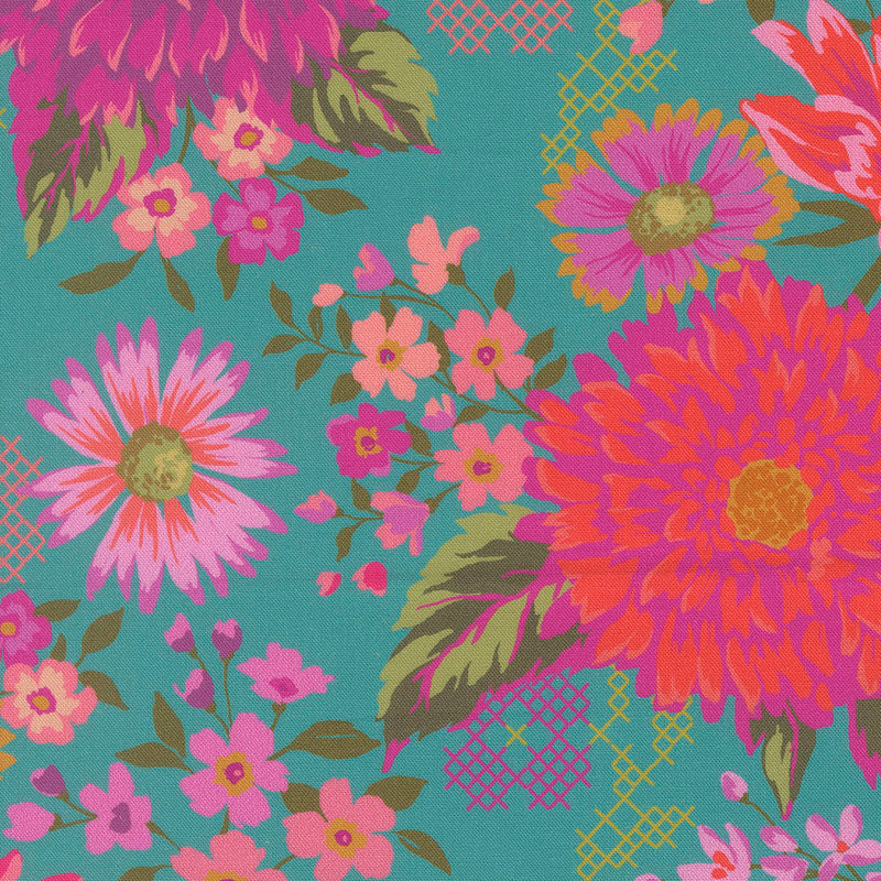 CRYSTAL MANNING - Parlor - Happy Blooms, Teal 511960-15