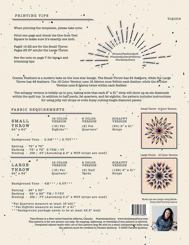 Taralee Quiltery - COSMIC FEASTHERS PATTERN