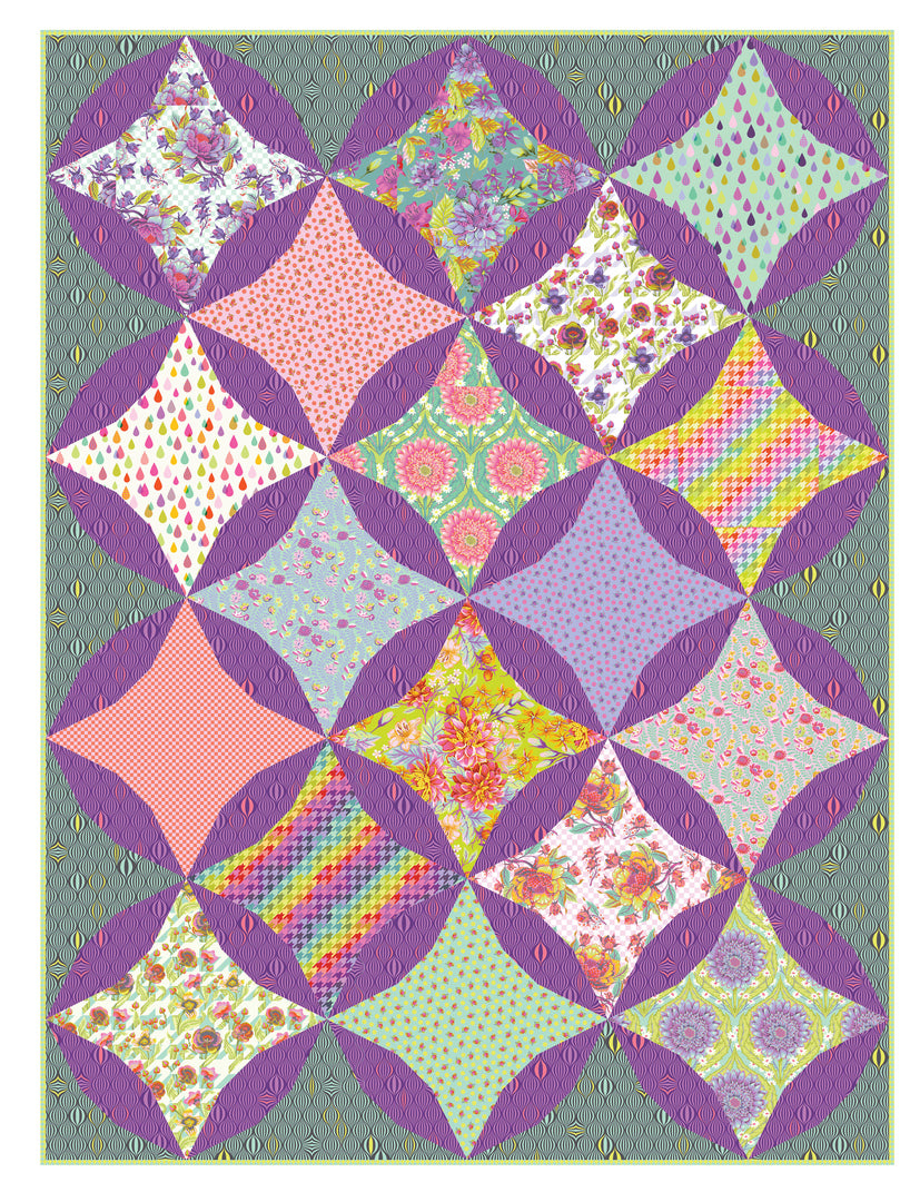 TULA PINK - UNTAMED - Aunt June's Flower Garden Quilt Kit 