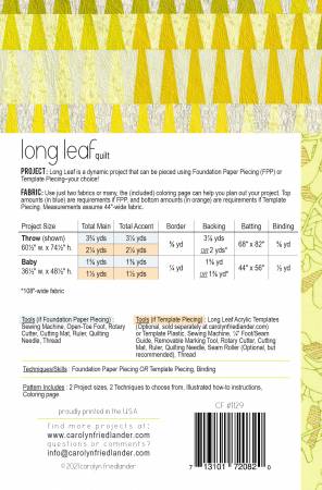 Carolyn Friedlander LLC - Long Leaf Quilt Pattern