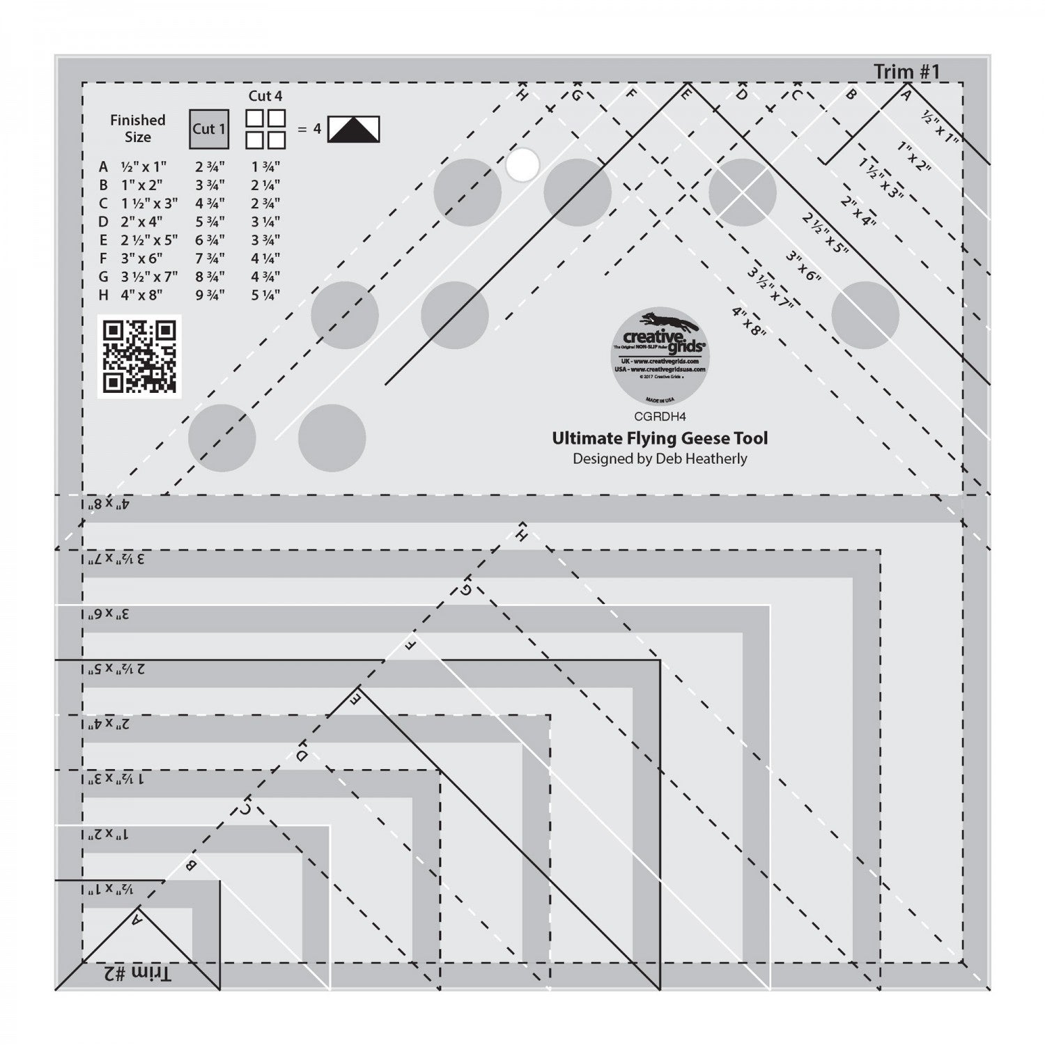 CREATIVE GRIDS Ultimate Flying Geese Tool Quilt Ruler