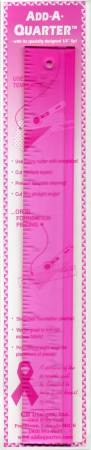 Add A-Quarter Ruler 1 1/2in x 12in Pink For Breast Cancer Awareness