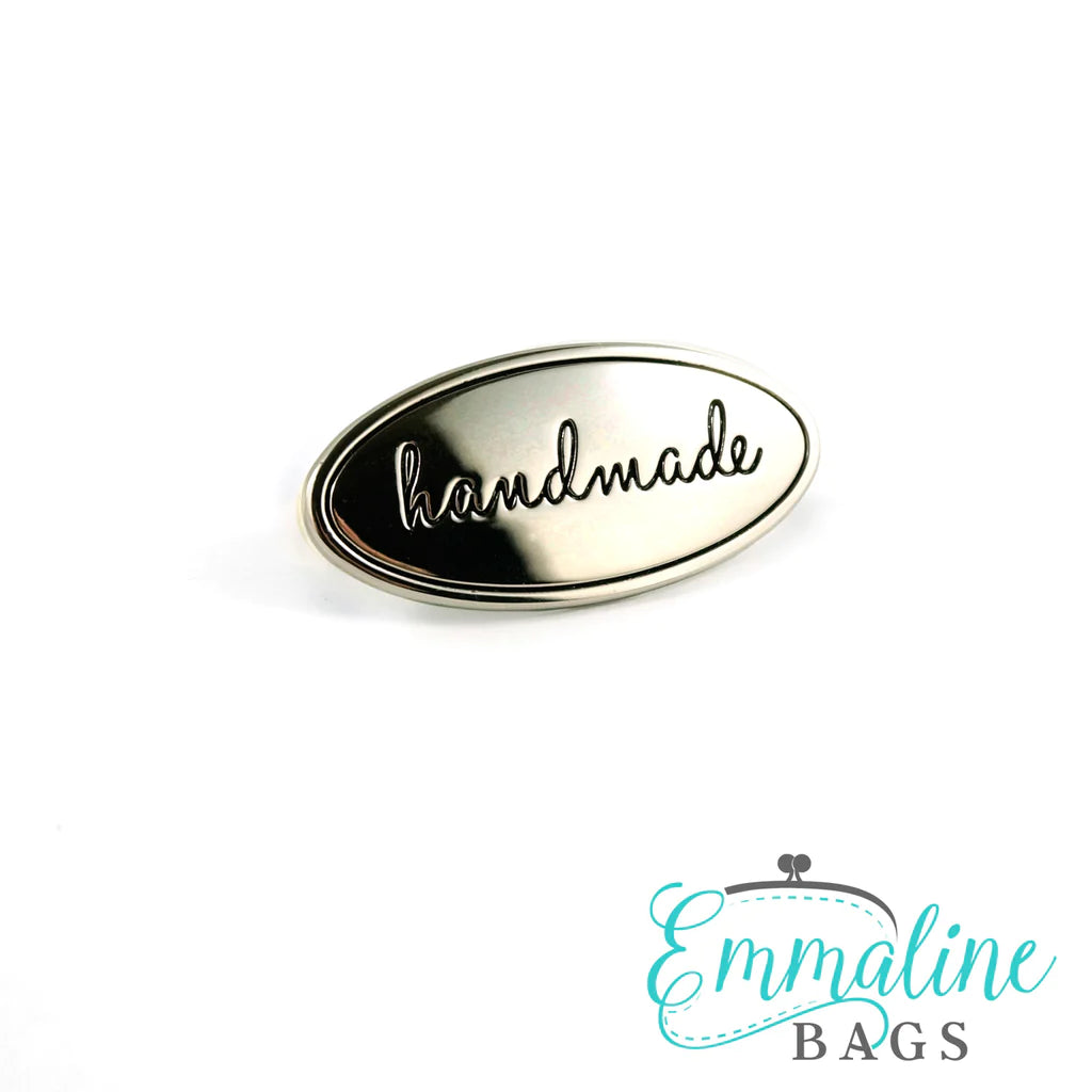 EMMALINE BAGS - Metal Bag Label: Oval with "Handmade"