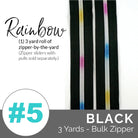 EMMALINE ZIPPERS - SIZE #5- BLACK, RAINBOW COIL