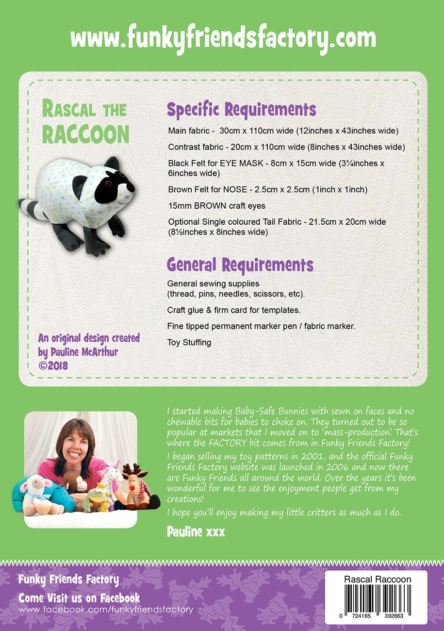 FUNKY FRIENDS FACTORY - Rascal Raccoon Pattern