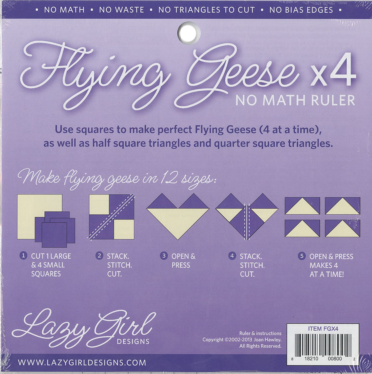 Lazy Girl Designs - Flying Geese X 4 No Math Ruler