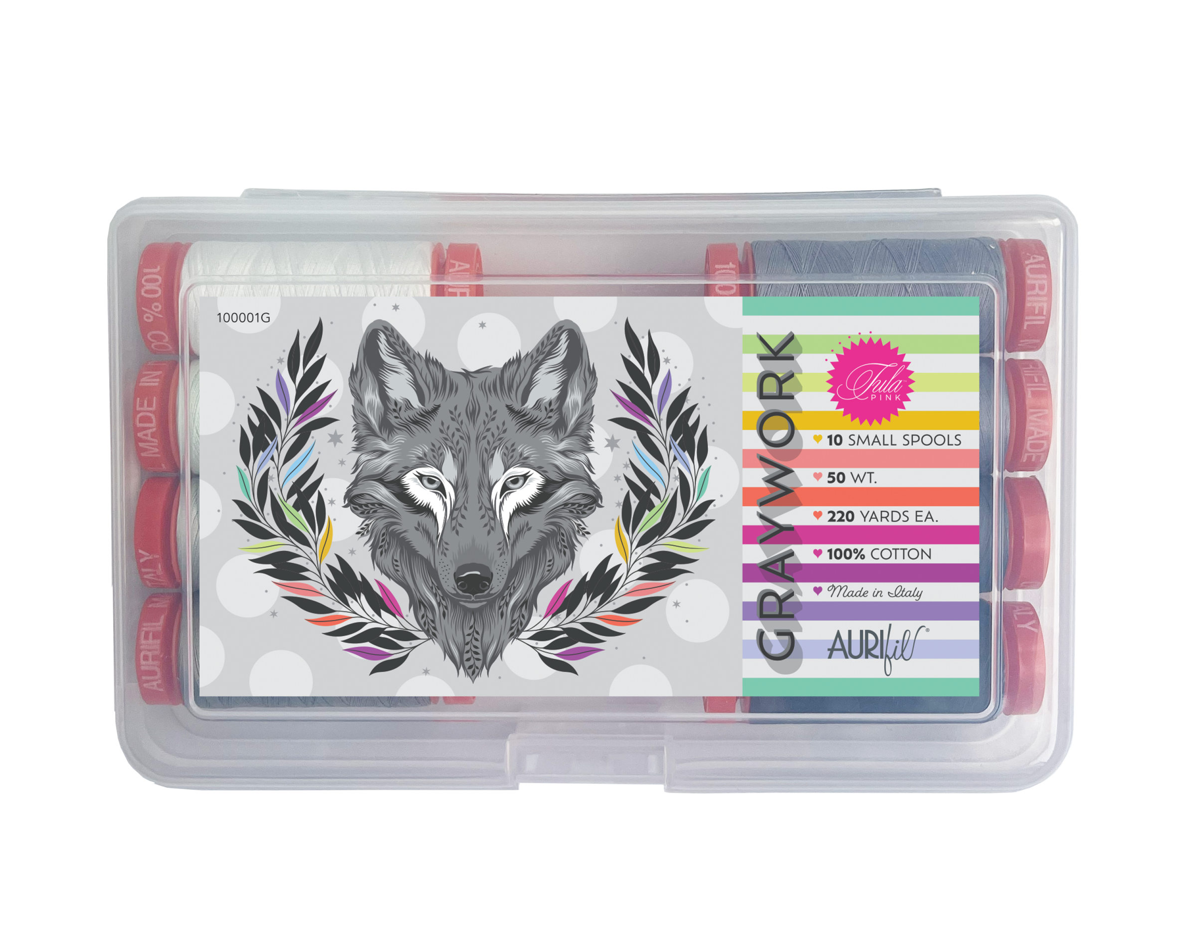 AURIFIL - TULA PINK - Graywork Thread Collection - 10 Small Spools (TP50GW10)