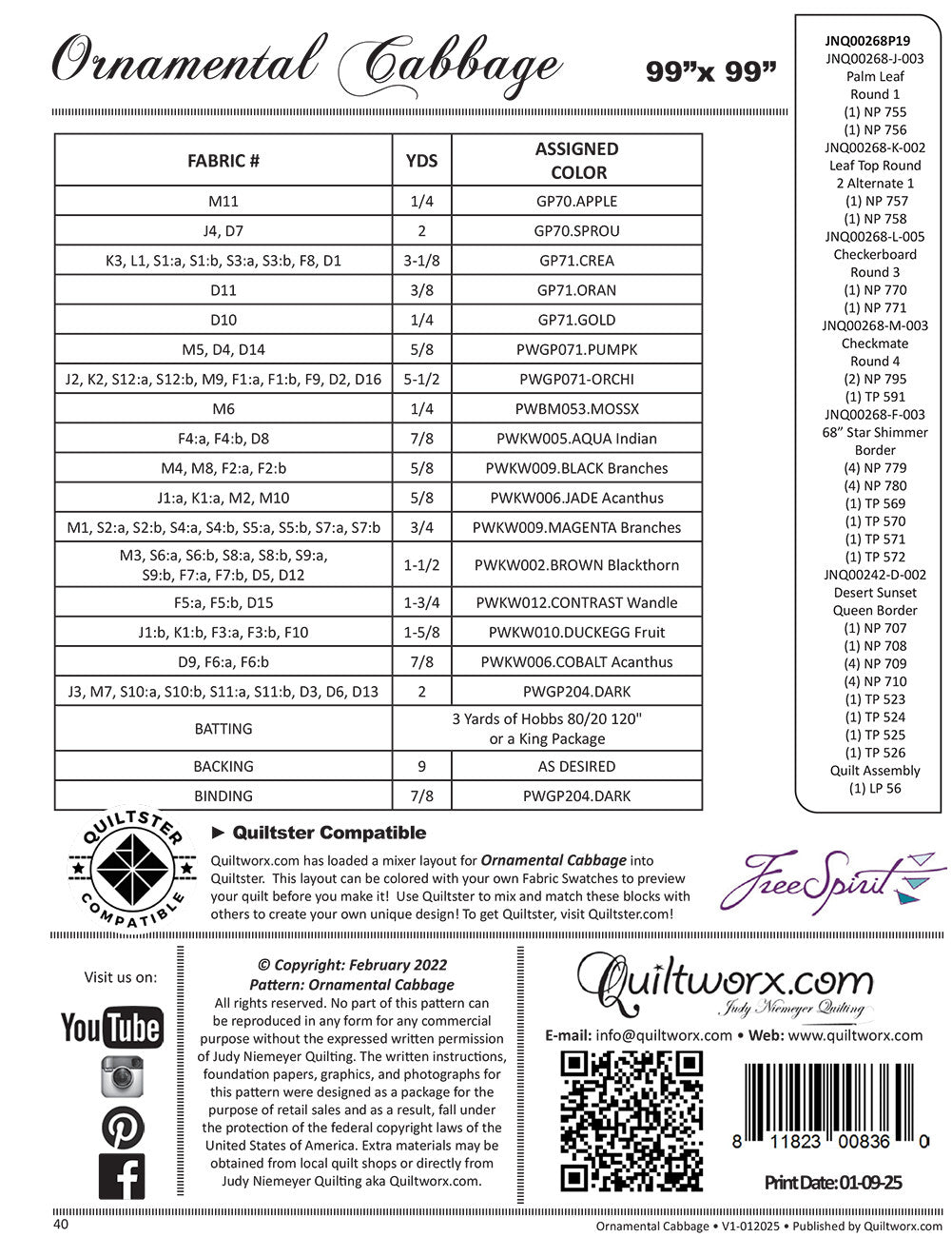 QUILTWORX.COM - Ornamental Cabbage Pattern JNQ00268P33