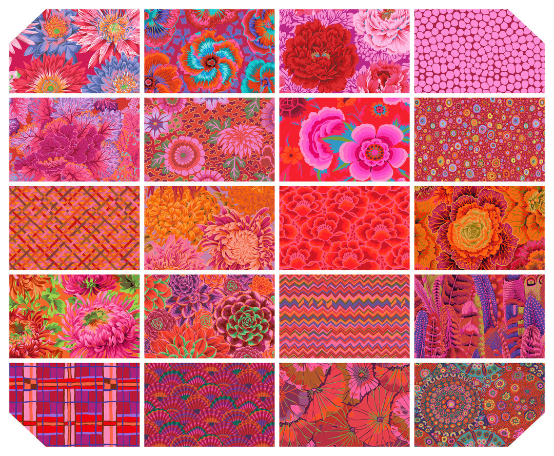 KAFFE FASSETT COLLECTIVE - CLASSICS PLUS PRE-CUTS - RUBY COLORWAY FB4FQGP.RUBY